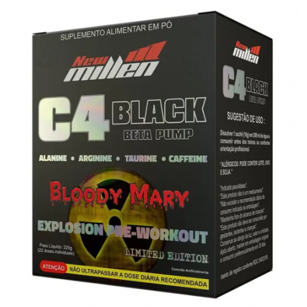 C4 BLACK BETA PUMP NEW MILLEN SACHÊ FRUTAS AÇAÍ COM GUARANÁ 