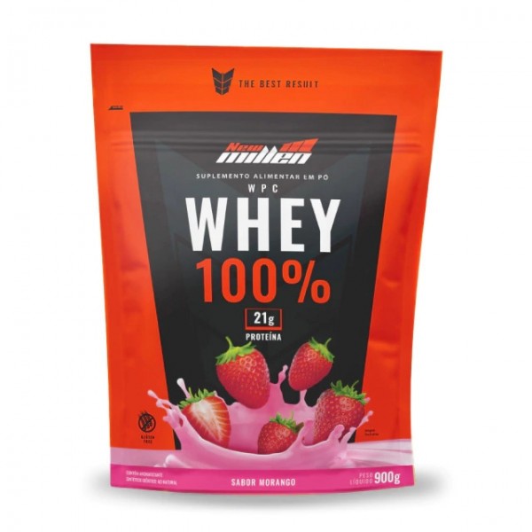 WHEY 100% MORANGO REFIL 900G NEW MILLEN